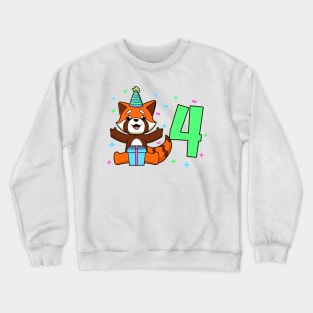 I am 4 with red panda - kids birthday 4 years old Crewneck Sweatshirt